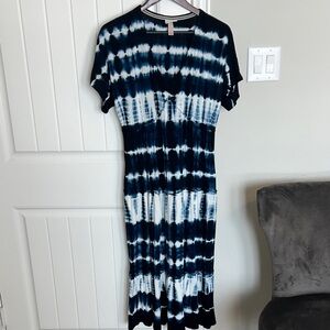 Knox Rose Navy and White Tie-Dye Midi Dress